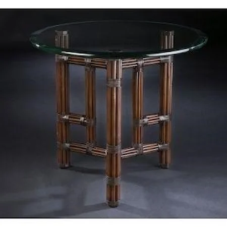 36" Circle Rattan Frame End Table